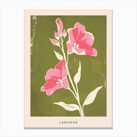 Pink & Green Larkspur 2 Flower Poster Canvas Print