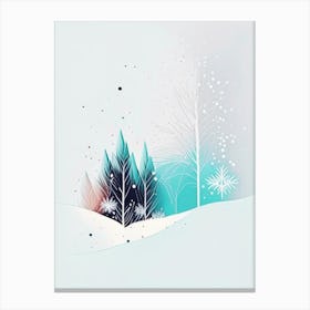 Snowfall, Snowflakes, Minimal Line Drawing 2 Canvas Print