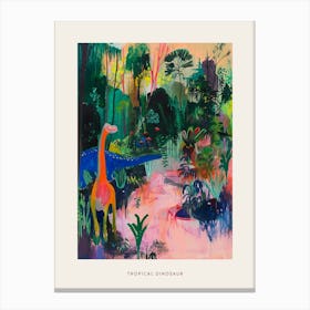 Dinosaur In A Tropical Jungle Painting 2 Poster Canvas Print