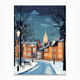 Winter Travel Night Illustration Belfast Northern Ireland 7 Canvas Print