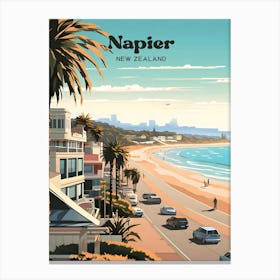 Napier New Zealand Hawke's Bay. Travel Illustration Canvas Print