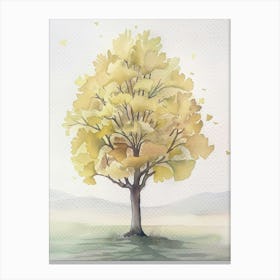 Ginkgo Tree Atmospheric Watercolour Painting 3 Canvas Print
