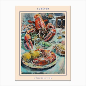 Kitsch Lobster Banquet Painting 4 Poster Canvas Print