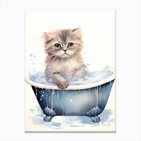 Scottish Fold Cat In Bathtub Bathroom 1 Canvas Print