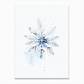 Cold, Snowflakes, Minimalist Watercolour 1 Canvas Print