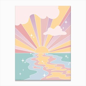 Danish Pastel Sunset Over The Ocean Canvas Print