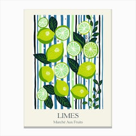 Marche Aux Fruits Limes Fruit Summer Illustration 3 Canvas Print