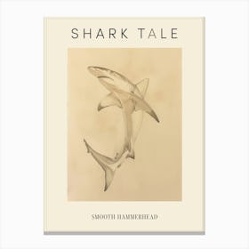 Vintage Smooth Hammerhead Shark Pencil Illustration 3 Poster Canvas Print