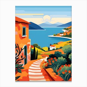 Greece Landscape Painting Canvas Print
