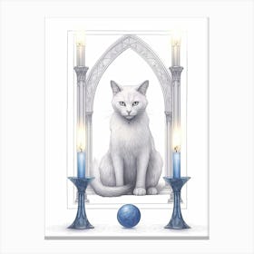 White Cat Tarot Card 5 Canvas Print