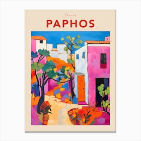 Paphos Cyprus 4 Fauvist Travel Poster Canvas Print