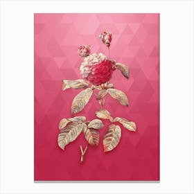 Vintage Agatha Rose in Bloom Botanical in Gold on Viva Magenta Canvas Print