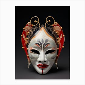 Noh Masks Japanese Style Illustration 2 Canvas Print