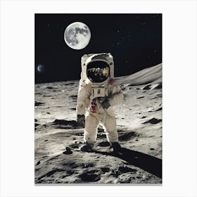 Astronaut On The Moon Canvas Print