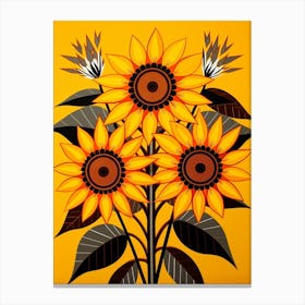 Flower Motif Painting Sunflower 1 Canvas Print