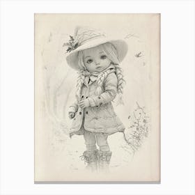 Little Girl In A Hat Canvas Print