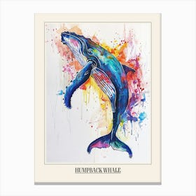 Humpback Whale Colourful Watercolour 2 Poster Canvas Print