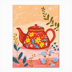 Teapot With Flowers 2 Canvas Print