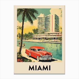 Miami Retro Travel Poster 1 Canvas Print