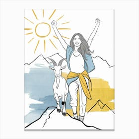 Goat And Woman Canvas Print