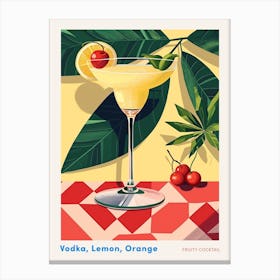 Art Deco Fruity Cocktail Poster Canvas Print