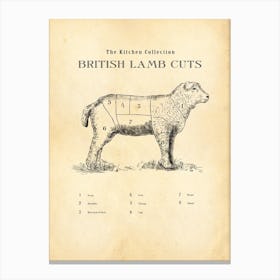 British Lamb Cuts Butcher Chart Canvas Print