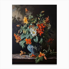 Baroque Floral Still Life Lobelia 3 Canvas Print