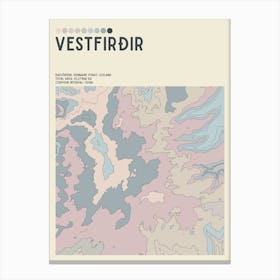 Westfjords Iceland Topographic Contour Map Canvas Print