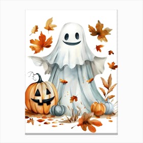 Ghost With Pumpkins Canvas Print