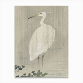 Japanese Ukiyo-E Egret In Water Canvas Print