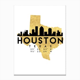Houston Texas Silhouette City Skyline Map Canvas Print