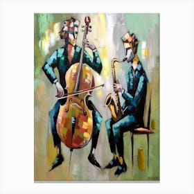 Two Musicians Playing Cello 1 Canvas Print