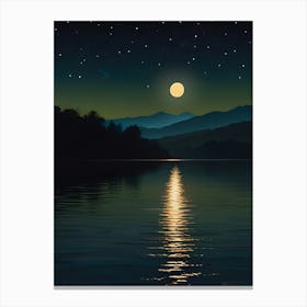 Moonlight Over Lake view Canvas Print