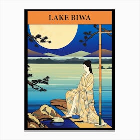 Lake Biwa, Japan Vintage Travel Art 2 Poster Canvas Print