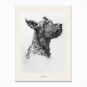 Furry Short Haired Dog Line Sketch 2 Poster Canvas Print