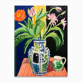 Flowers In A Vase Still Life Painting Lily 1 Canvas Print