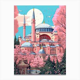 Hagia Sophia   Istanbul, Turkey   Cute Botanical Illustration Travel 3 Canvas Print