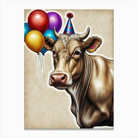 Birthday Cow 3 Canvas Print