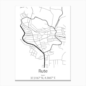 Rute,Spain Minimalist Map Canvas Print