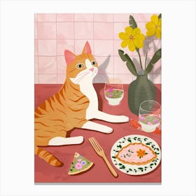 Cat And Pizza 2 Canvas Print