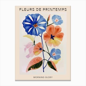 Spring Floral French Poster  Morning Glory 7 Canvas Print