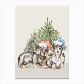 Christmas Dachshunds Canvas Print