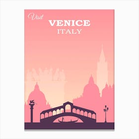 Modern Travel Poster For Venice, Karen Arnold Canvas Print