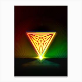 Neon Geometric Glyph in Watermelon Green and Red on Black n.0100 Canvas Print