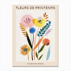 Spring Floral French Poster  Fountain Grass 1 Canvas Print
