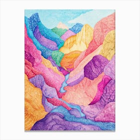 Colourful Mountain Illustration Poster Art Print 19 Canvas Print