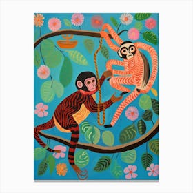 Maximalist Animal Painting Monkey Canvas Print