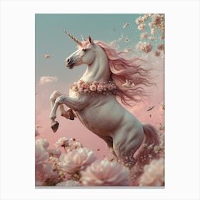 Unicorn With Flowers Canvas Print