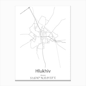 Hlukhiv,Ukraine Minimalist Map Canvas Print