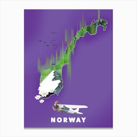 Norway Map Canvas Print